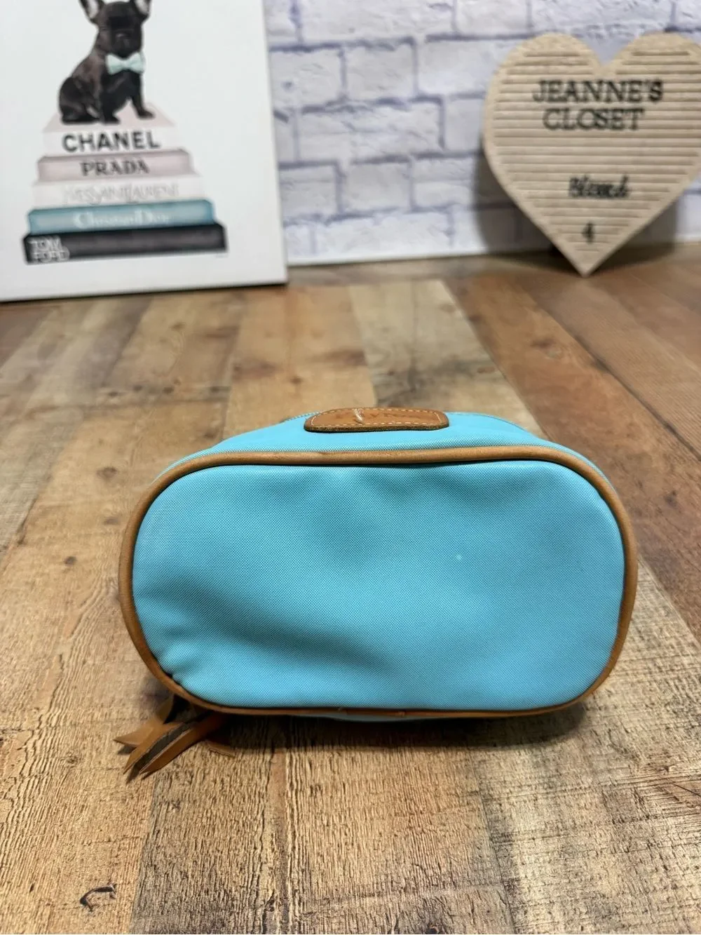 John Hart Mini Makeup Bag Case ocean blue coated canvas “payton”